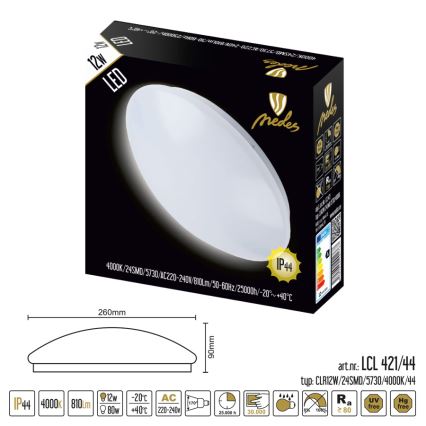 Nedes LCL421/44 - LED Koupelnové stropní svítidlo LED/12W/230V IP44