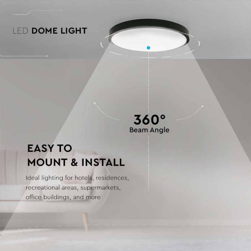 LED Koupelnové stropní svítidlo LED/18W/230V 4000K IP44 černá