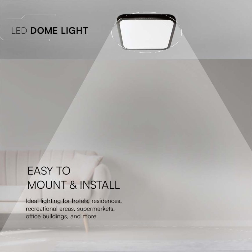 LED Koupelnové stropní svítidlo LED/18W/230V 6500K IP44 25x25 cm černá
