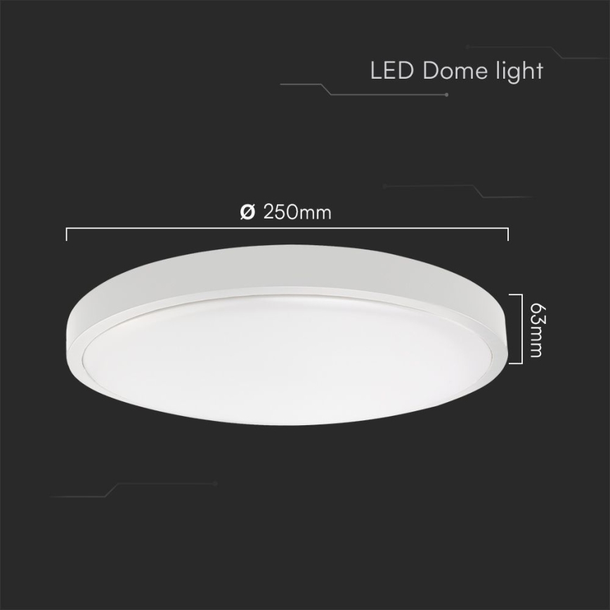 LED Koupelnové stropní svítidlo SAMSUNG CHIP LED/18W/230V IP44 4000K pr. 25 cm bílá