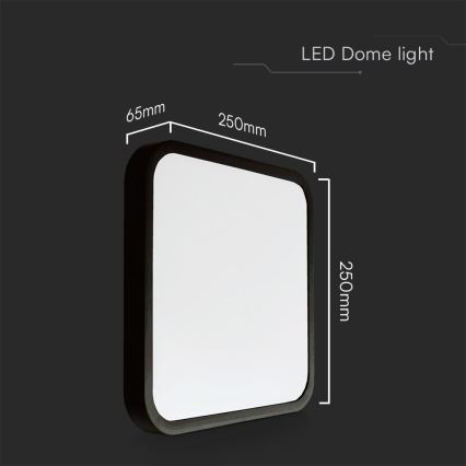 LED Koupelnové stropní svítidlo SAMSUNG CHIP LED/18W/230V IP44 6500K 25x25 cm černá