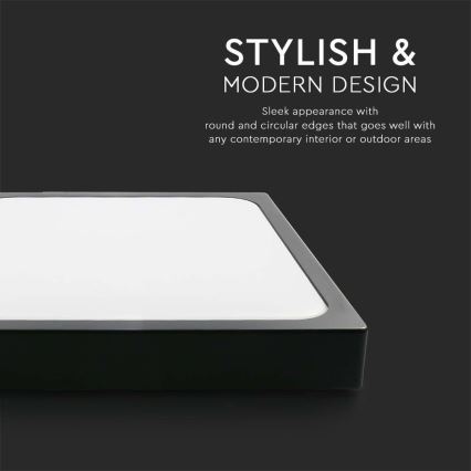 LED Koupelnové stropní svítidlo LED/30W/230V 3000K IP44 42x42 cm černá