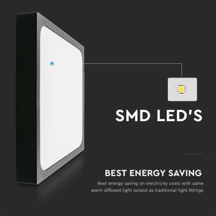 LED Koupelnové stropní svítidlo LED/30W/230V 6500K IP44 42x42 cm černá