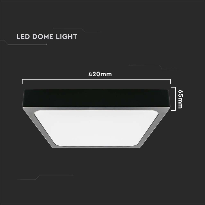 LED Koupelnové stropní svítidlo LED/30W/230V 6500K IP44 42x42 cm černá