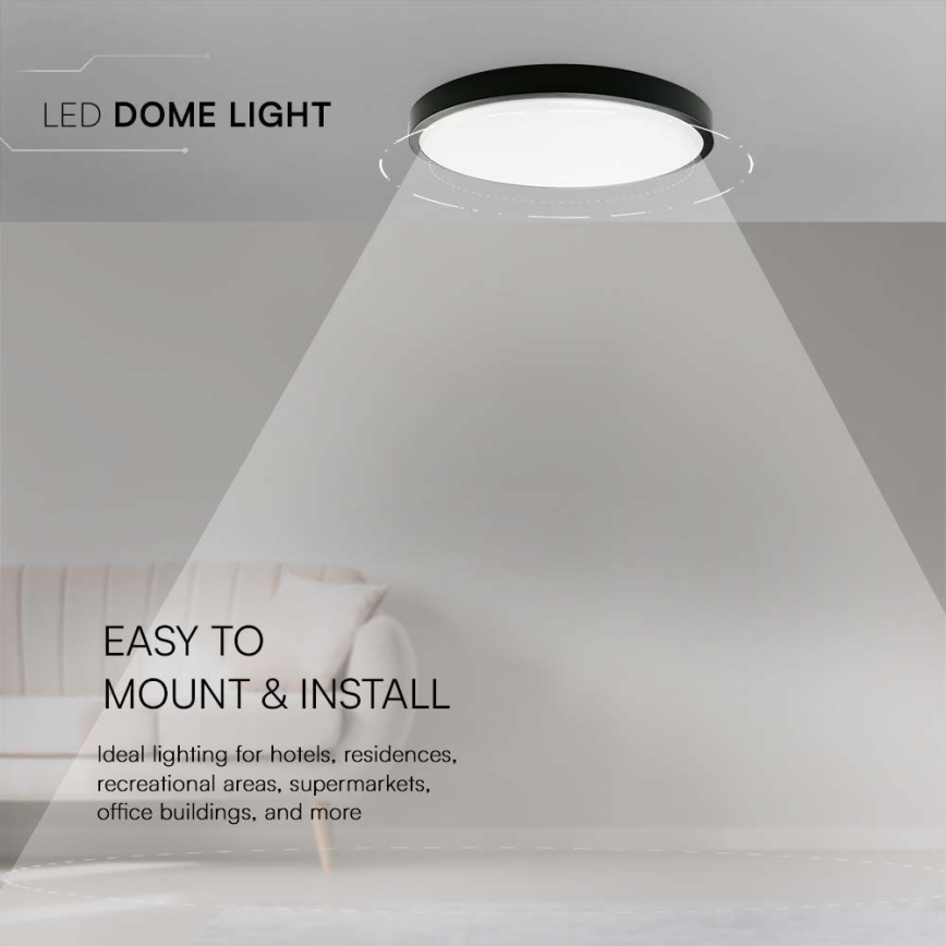 LED Koupelnové stropní svítidlo LED/36W/230V 3000K IP44 pr. 29,5 cm černá