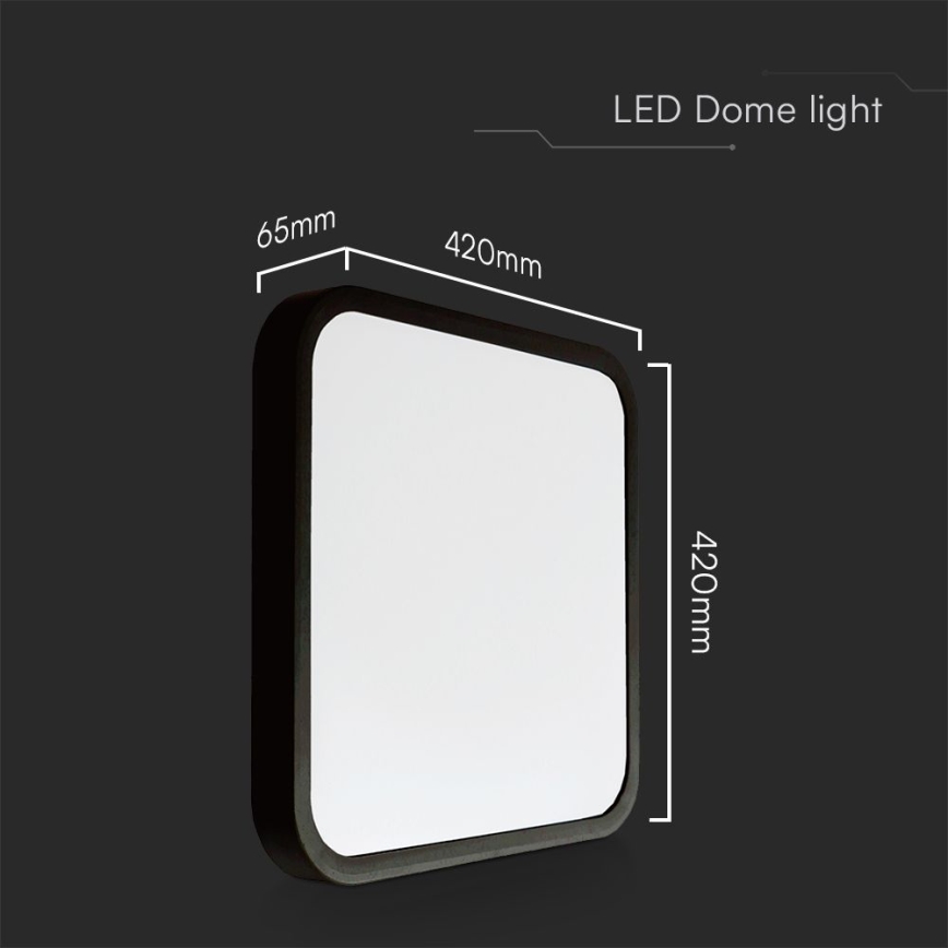 LED Koupelnové stropní svítidlo SAMSUNG CHIP LED/48W/230V IP44 6500K 42x42 cm černá