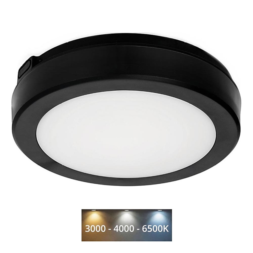 LED Koupelnové stropní svítidlo NAIROS LED/12W/230V 3000/4000/6500K IP65 pr. 20 cm černá