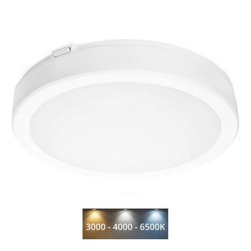 LED Koupelnové stropní svítidlo NAIROS LED/24W/230V 3000/4000/6500K IP65 pr. 30 bílá