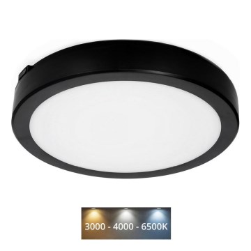 LED Koupelnové stropní svítidlo NAIROS LED/24W/230V 3000/4000/6500K IP65 pr. 30 cm černá