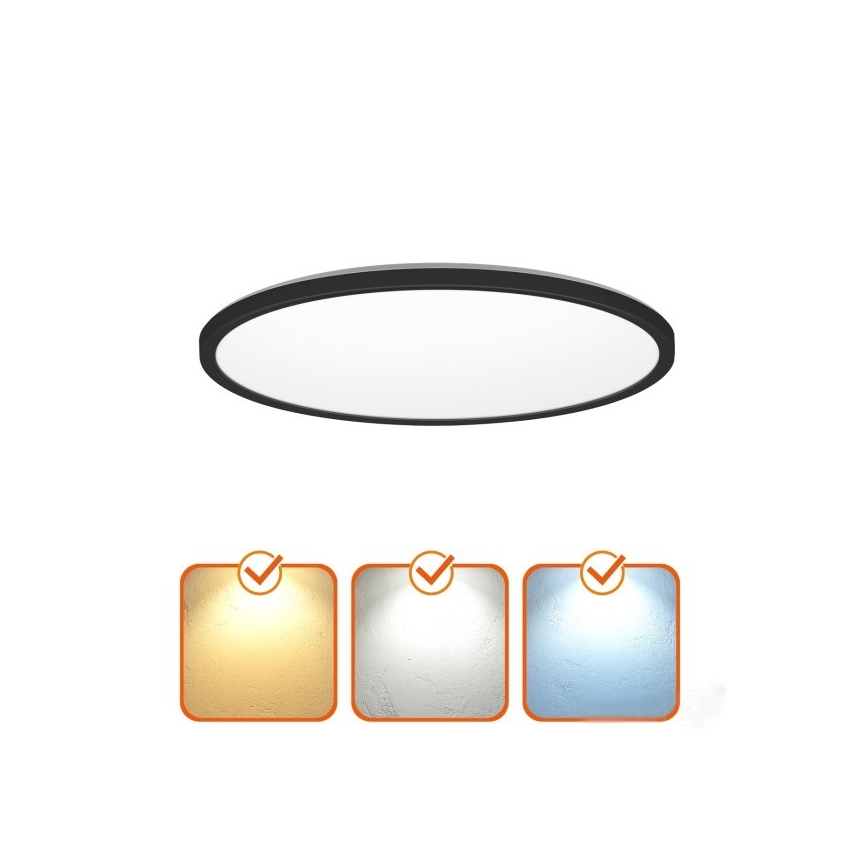 LED Koupelnové stropní svítidlo NIVERA LED/12W/230V IP54 3000/4000/6000K pr. 22,5 cm černá