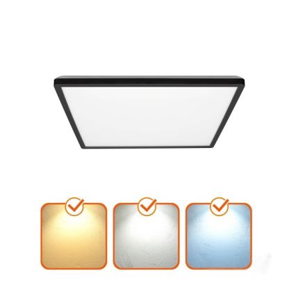 LED Koupelnové stropní svítidlo NIVERA LED/24W/230V IP54 3000/4000/6000K 30x30 cm černá
