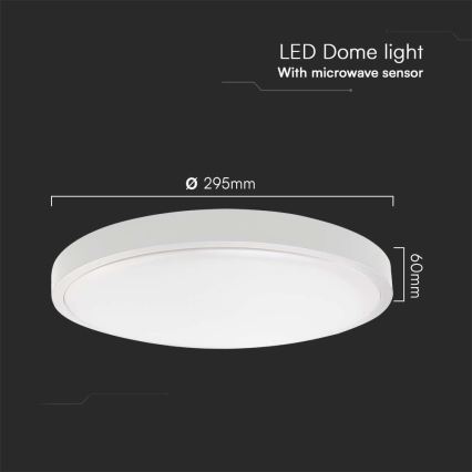 LED Koupelnové stropní svítidlo se senzorem LED/18W/230V 3000K IP44 pr. 29,5 cm bílá + dálkové ovládání