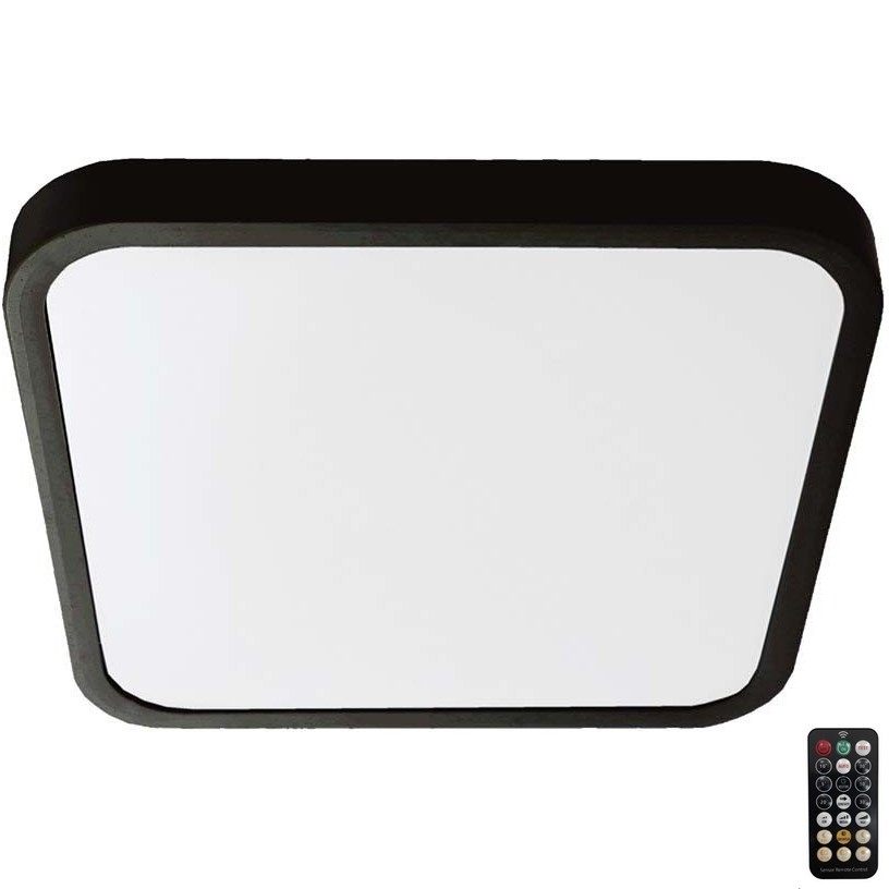 LED Koupelnové stropní svítidlo se senzorem LED/18W/230V 4000K IP44 29,5x29,5 cm černá + dálkové ovládání