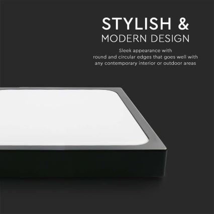 LED Koupelnové stropní svítidlo se senzorem LED/18W/230V 4000K IP44 22,5x22,5 cm černá