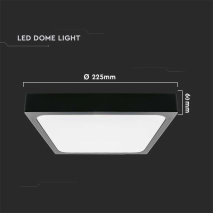 LED Koupelnové stropní svítidlo se senzorem LED/18W/230V 4000K IP44 22,5x22,5 cm černá