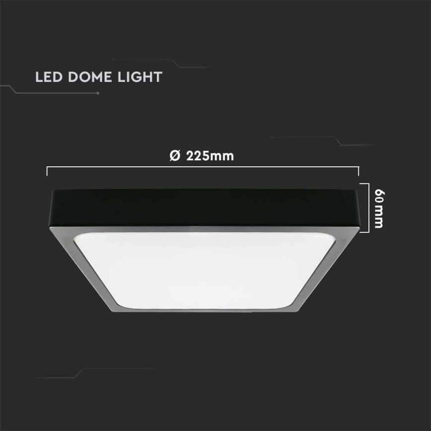 LED Koupelnové stropní svítidlo se senzorem LED/18W/230V 4000K IP44 22,5x22,5 cm černá