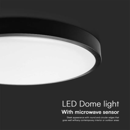 LED Koupelnové stropní svítidlo se senzorem LED/18W/230V 4000K IP44 pr. 29,5 cm černá + dálkové ovládání