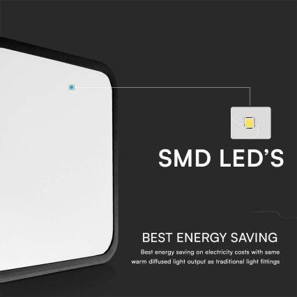 LED Koupelnové stropní svítidlo se senzorem LED/18W/230V 4000K IP44 černá + dálkové ovládání