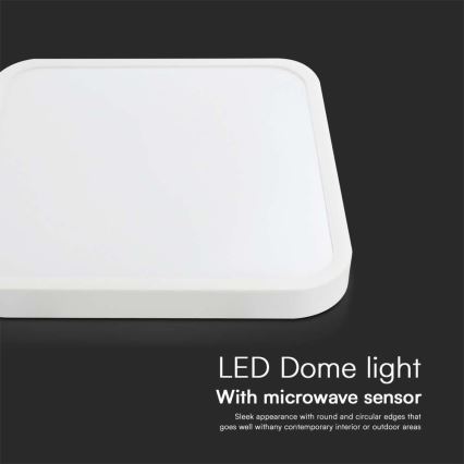 LED Koupelnové stropní svítidlo se senzorem SAMSUNG CHIP LED/18W/230V IP44 4000K 29x29 cm bílá + dálkové ovládání