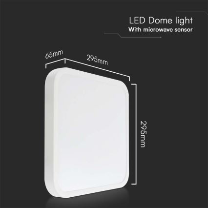 LED Koupelnové stropní svítidlo se senzorem SAMSUNG CHIP LED/18W/230V IP44 4000K 29x29 cm bílá + dálkové ovládání