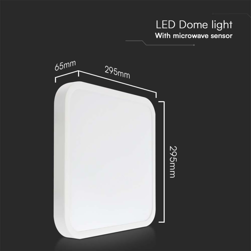 LED Koupelnové stropní svítidlo se senzorem SAMSUNG CHIP LED/18W/230V IP44 4000K 29x29 cm bílá + dálkové ovládání