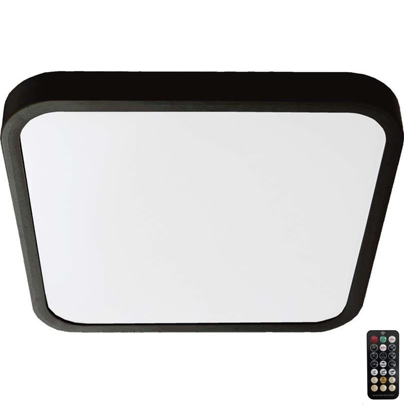 LED Koupelnové stropní svítidlo se senzorem LED/36W/230V 4000K IP44 42x42 cm černá + dálkové ovládání