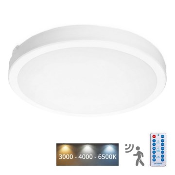 LED Koupelnové stropní svítidlo se senzorem NAIROS LED/36W/230V IP65 3000/4000/6500K pr. 40 cm bílá + dálkové ovládání