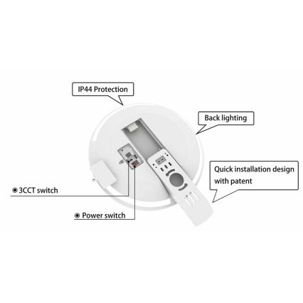 LED Stmívatelné koupelnové stropní svítidlo SLIDE LED/6/12/18/24W/230V 2900/4000/6200K IP44 bílá