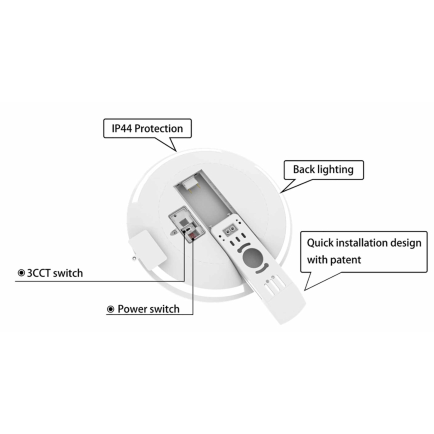 LED Stmívatelné koupelnové stropní svítidlo SLIDE LED/6/12/18/24W/230V 2900/4000/6200K IP44 bílá