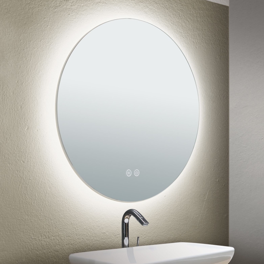 LED Koupelnové vyhřívané nástěnné zrcadlo s podsvícením FOCUS LED/18W/230V 3000/4200/6000K pr. 45 cm IP44