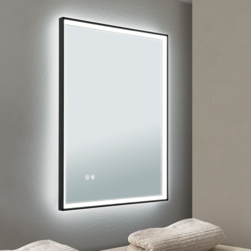 LED Koupelnové vyhřívané nástěnné zrcadlo s podsvícením FRAME LED/48W/230V 3000/4000/6000K 60x45 cm IP44