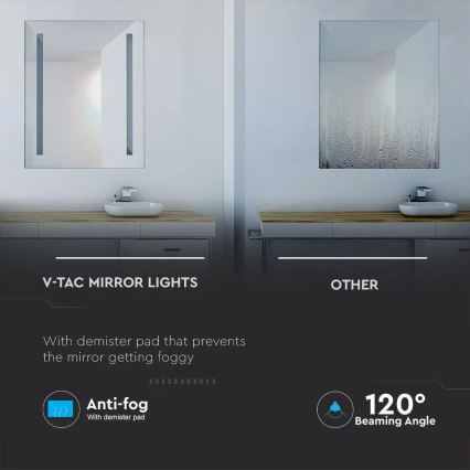 LED Koupelnové vyhřívané podsvícené zrcadlo LED/17W/230V IP44