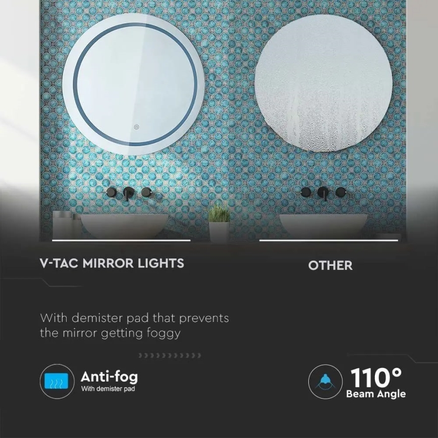 LED Koupelnové vyhřívané podsvícené zrcadlo LED/25W/230V IP44 3000K/4000K/6400K