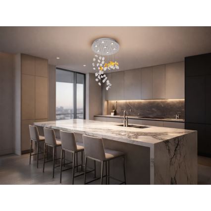 LED Křišťálové stropní svítidlo AVARA LED/24W/230V pr. 40 cm lesklý chrom + dálkové ovládání