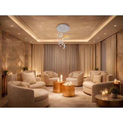 LED Křišťálové stropní svítidlo AVARA LED/24W/230V pr. 40 cm lesklý chrom + dálkové ovládání