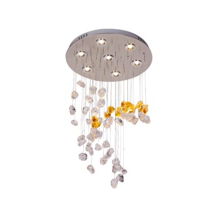 LED Křišťálové stropní svítidlo AVARA LED/24W/230V pr. 40 cm lesklý chrom + dálkové ovládání