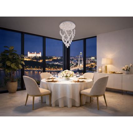 LED Křišťálové stropní svítidlo MAJURO LED/30W/230V pr. 45 cm lesklý chrom + dálkové ovládání