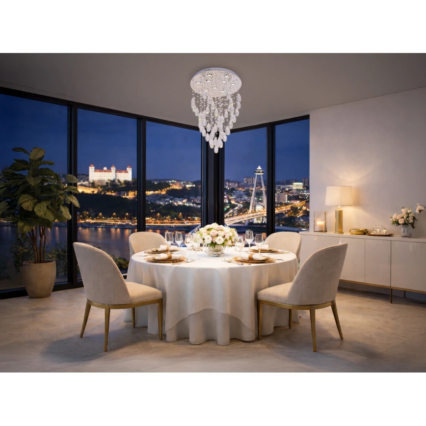 LED Křišťálové stropní svítidlo MAJURO LED/30W/230V pr. 45 cm lesklý chrom + dálkové ovládání