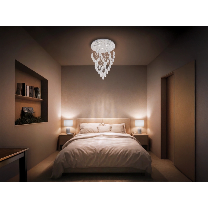 LED Křišťálové stropní svítidlo MAJURO LED/30W/230V pr. 45 cm lesklý chrom + dálkové ovládání