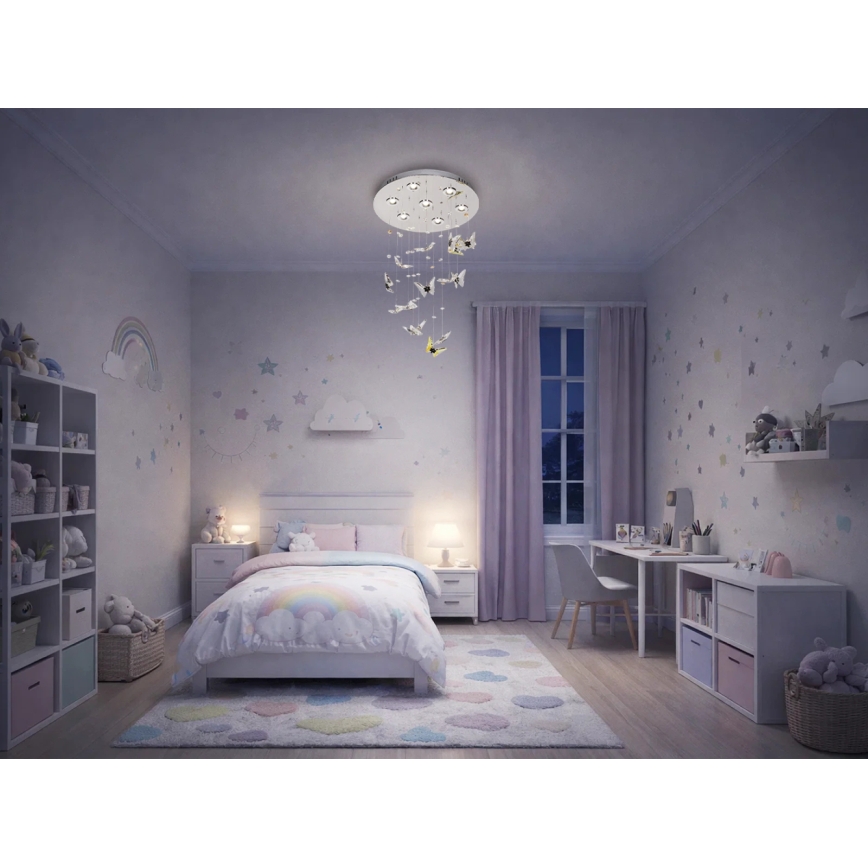 LED Křišťálové stropní svítidlo MURU LED/24W/230V pr. 40 cm lesklý chrom + dálkové ovládání