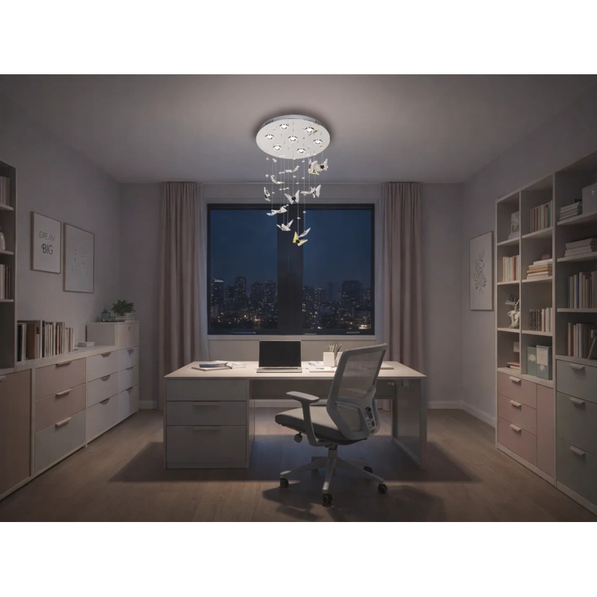 LED Křišťálové stropní svítidlo MURU LED/24W/230V pr. 40 cm lesklý chrom + dálkové ovládání