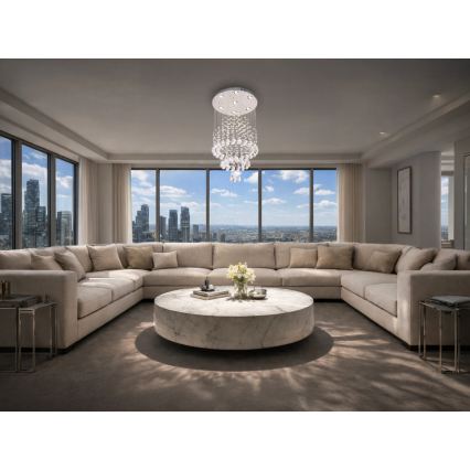 LED Křišťálové stropní svítidlo NAURU LED/24W/230V pr. 40 cm lesklý chrom + dálkové ovládání