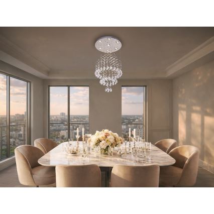 LED Křišťálové stropní svítidlo NAURU LED/24W/230V pr. 40 cm lesklý chrom + dálkové ovládání
