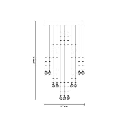 LED Křišťálové stropní svítidlo NAURU LED/24W/230V pr. 40 cm lesklý chrom + dálkové ovládání