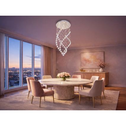 LED Křišťálové stropní svítidlo NAURU LED/24W/230V pr. 40 cm lesklý chrom + dálkové ovládání