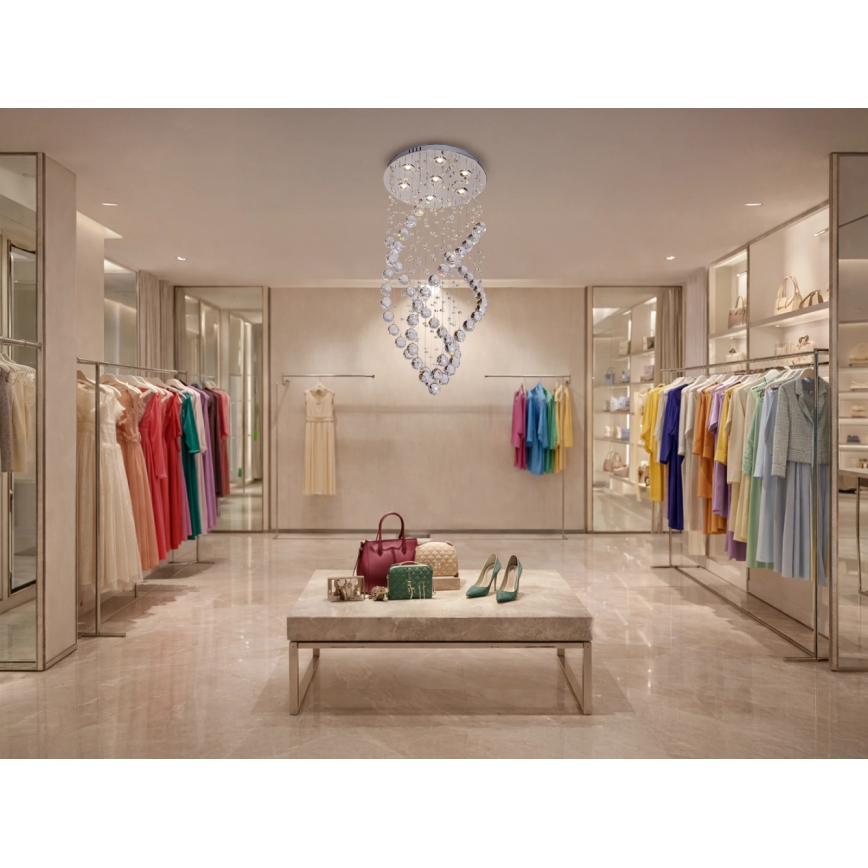LED Křišťálové stropní svítidlo NAURU LED/24W/230V pr. 40 cm lesklý chrom + dálkové ovládání