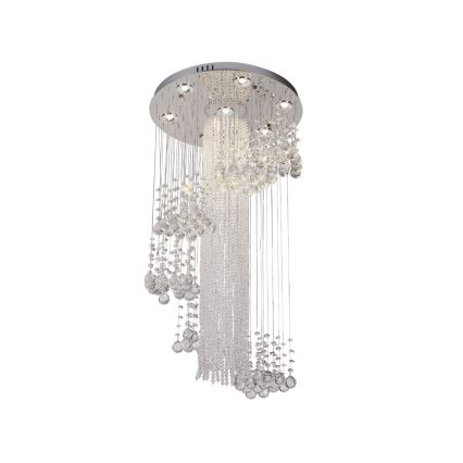 LED Křišťálové stropní svítidlo NAURU LED/24W/230V pr. 45 cm lesklý chrom + dálkové ovládání