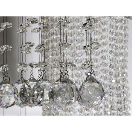 LED Křišťálové stropní svítidlo NAURU LED/24W/230V pr. 45 cm lesklý chrom + dálkové ovládání