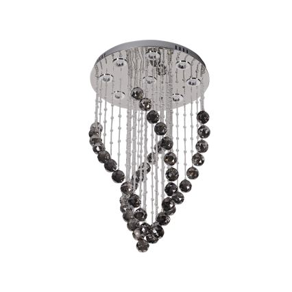 LED Křišťálové stropní svítidlo NAURU LED/30W/230V pr. 40 cm lesklý chrom/černá + dálkové ovládání