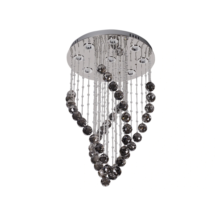 LED Křišťálové stropní svítidlo NAURU LED/30W/230V pr. 40 cm lesklý chrom/černá + dálkové ovládání
